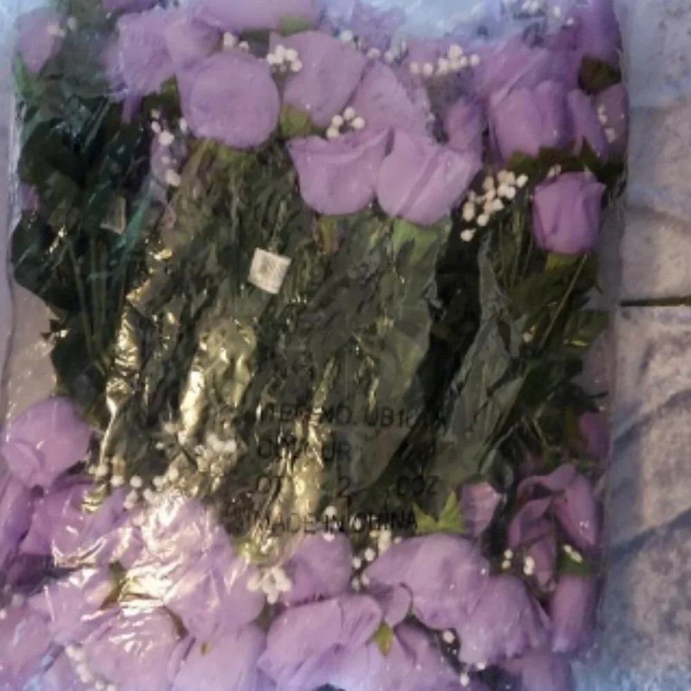 2 Dozen Pack Violet Artificial Roses / Baby's Breath